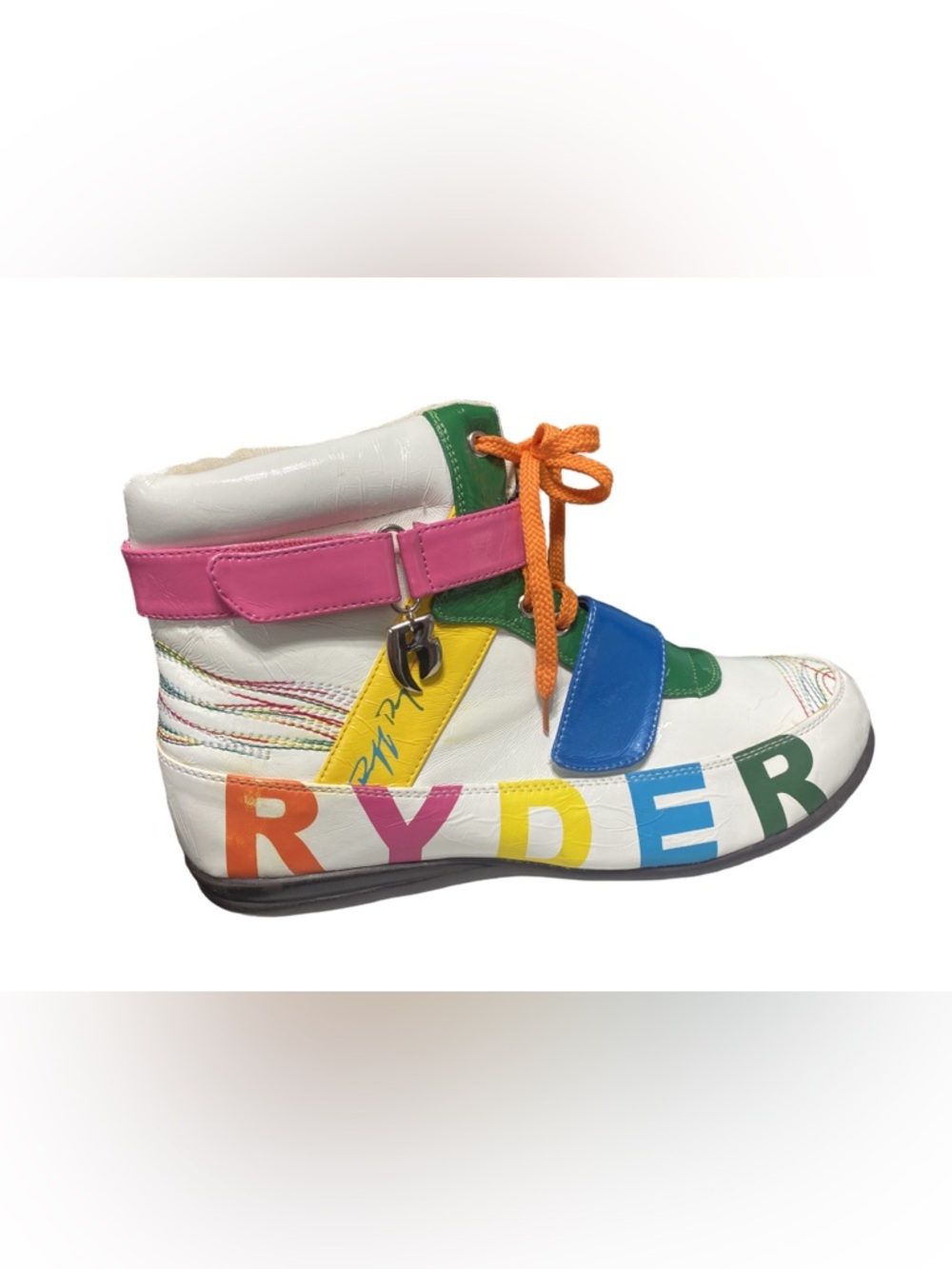 Nyla Ryder Rainbow Multi-Color High Top Sneakers Patent Retro Glam Size 11 - Picture 4 of 11